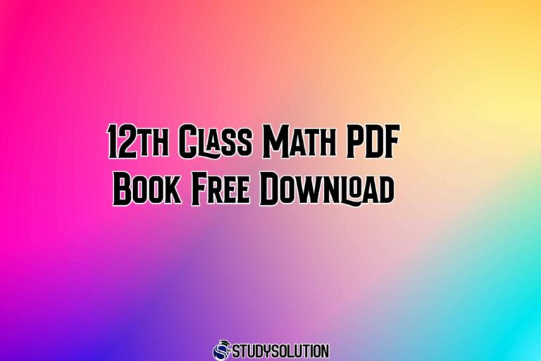 12th Class Math PDF Book Free Download