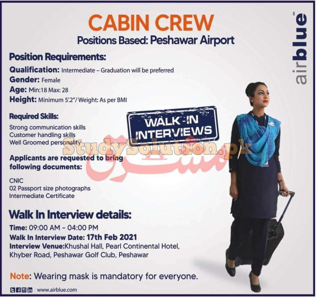 Air Blue Jobs 2021 Cabin Crew Latest Jobs in Pakistan