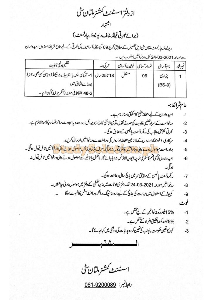 Latest Patwari Recruitment March 2021 Jobs