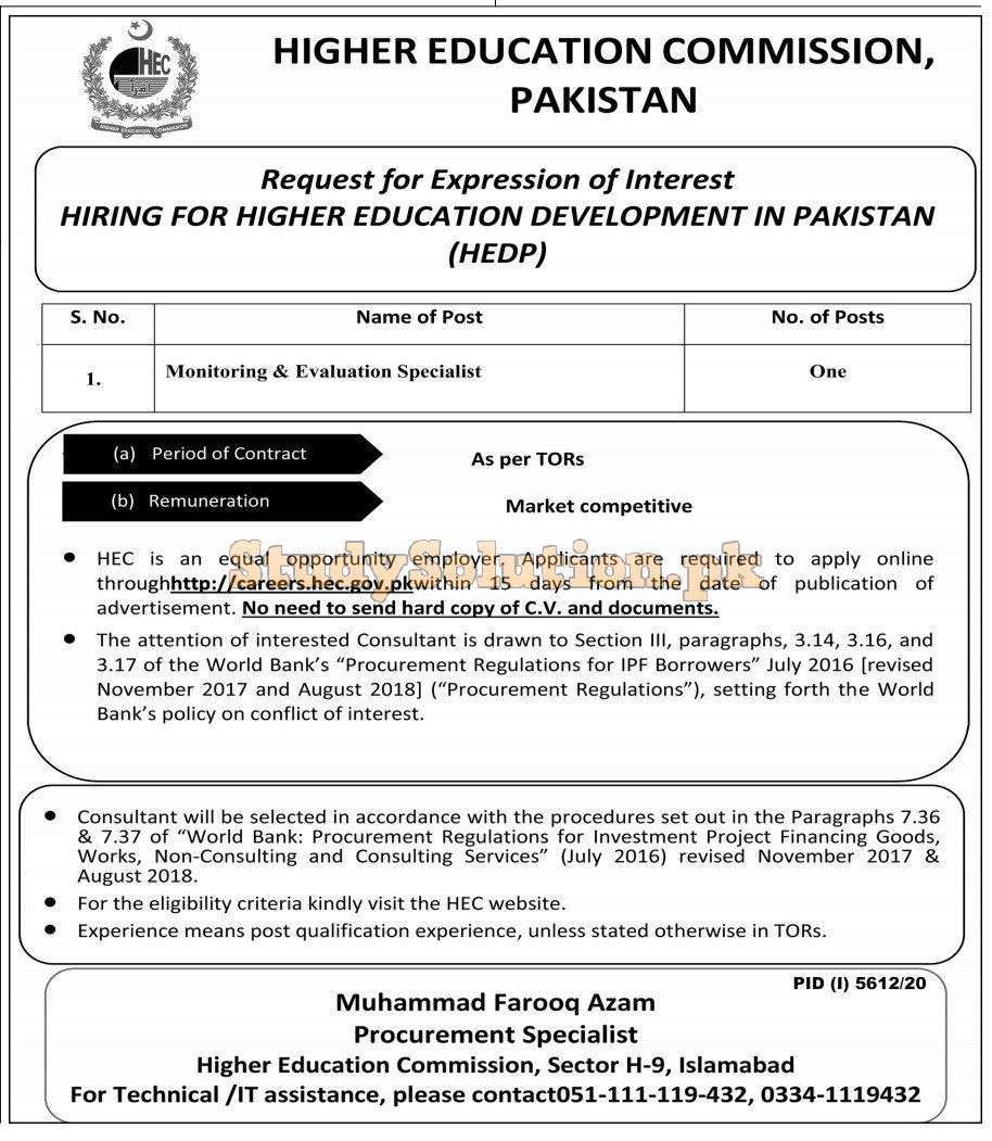 Higher Education Commission HEC Management Latest Jobs 2021