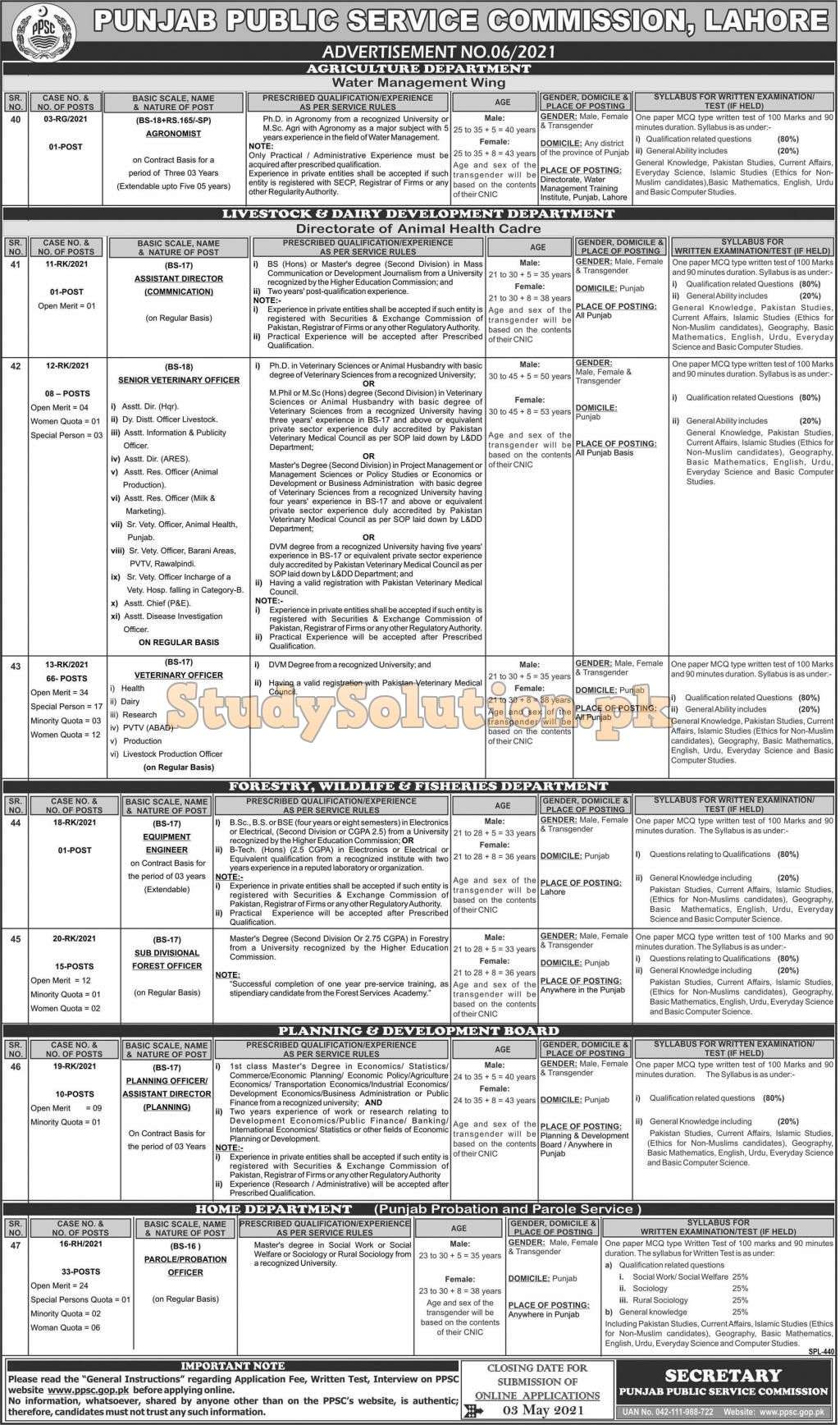 PPSC Punjab Public Service Commission Latest Jobs 2021 Advertisement No 08/2021