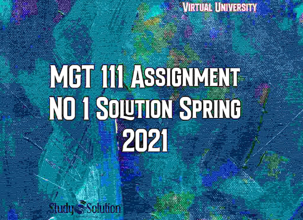 MGT 111 Assignment NO 1 Solution Spring 2021