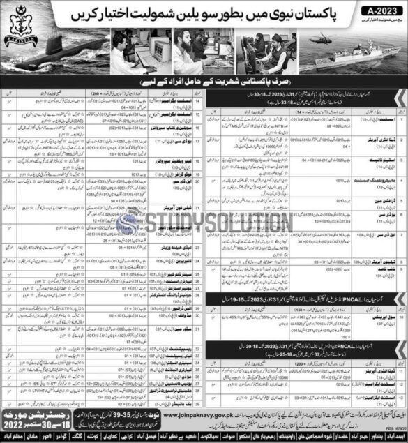 Join Pak Navy Civilian Latest Jobs 2022 Batch A-2023