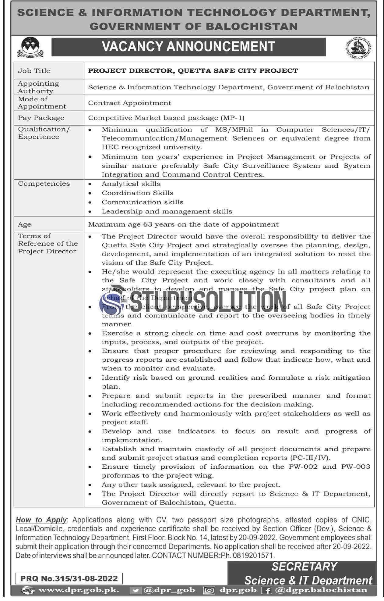 Ministry of Science and Information Technology Latest Jobs 2022