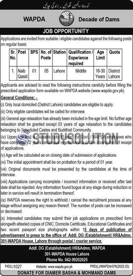 Latest WAPDA Jobs 2022 in Pakistan Get Application Form