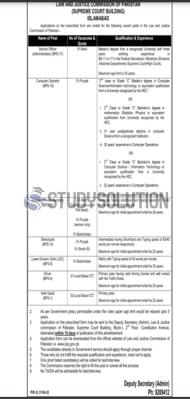 Supreme Court Law and Justice Commission Latest Jobs 2022