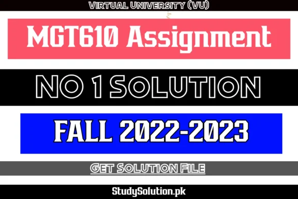 MGT610 Assignment No 1 Solution Fall 2022