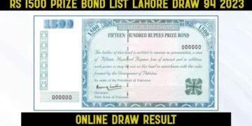 RS 1500 Prize Bond List Lahore Draw 94 2023