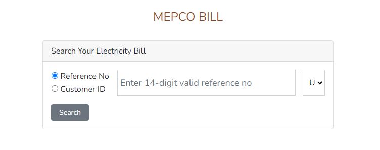 MEPCO online bill check