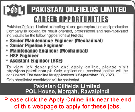 Pakistan Oilfields Limited POL Jobs 2023 Apply Online