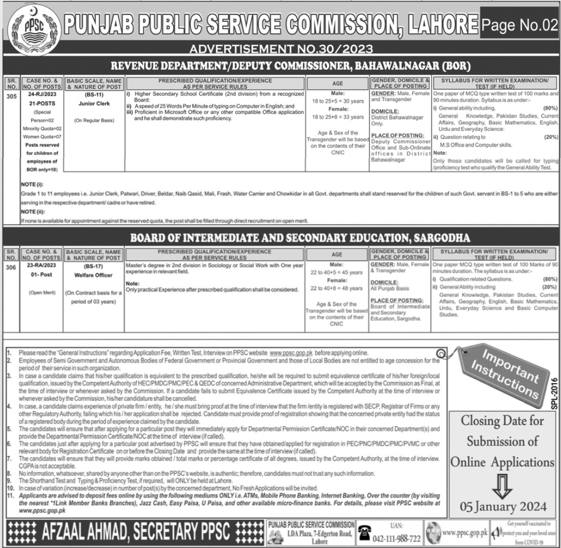 Latest PPSC Jobs Available Punjab Public Service Commission 2023