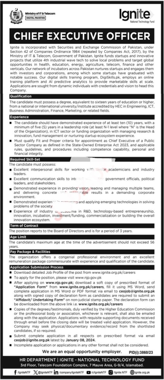 Latest Ministry of IT and Telecom Jobs 2024