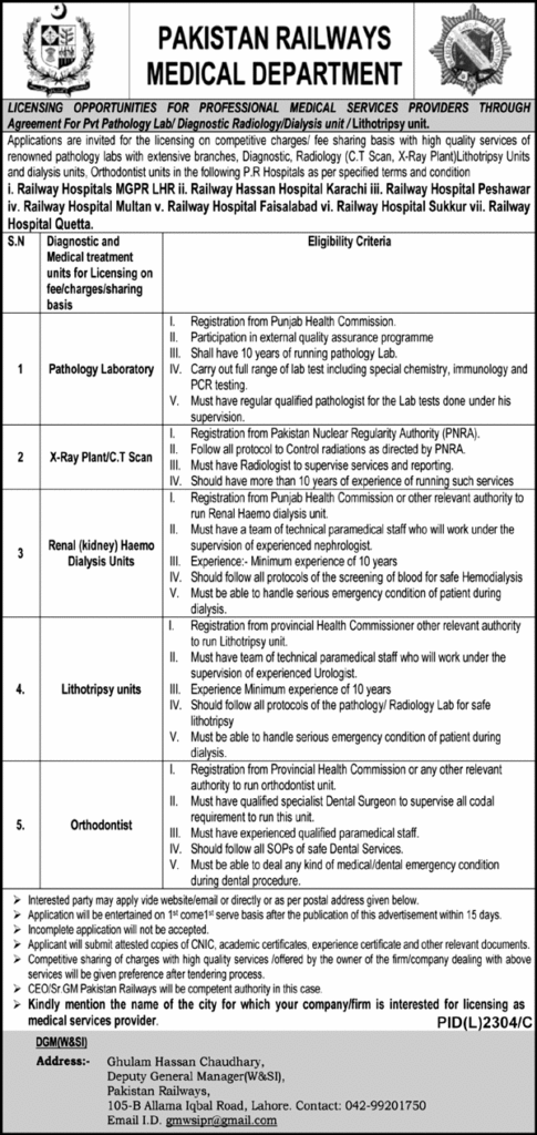 Latest Ministry of Railway MOR Jobs in Pakistan