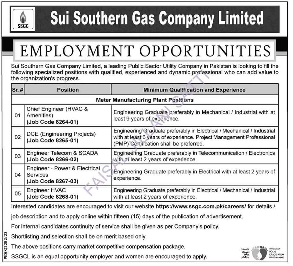 Sui Southern Gas Company SSGC Company Limited Jobs