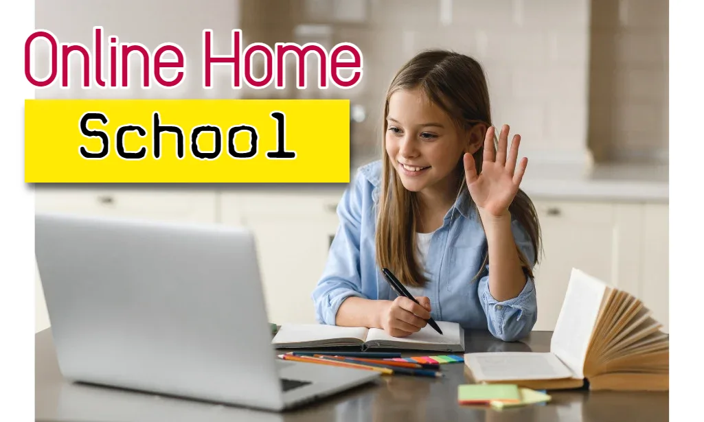 A female student take the online class for school programs at home